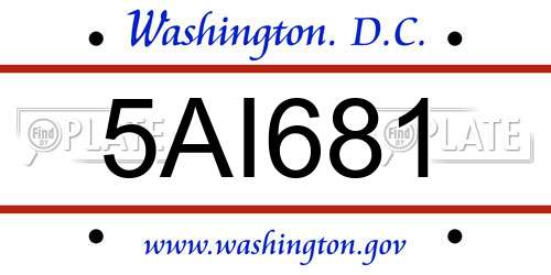 5AI681 District Of Columbia License Plate