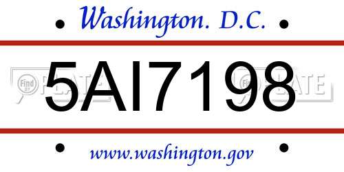 5AI7198 District Of Columbia License Plate