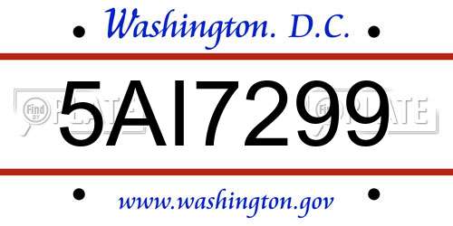 5AI7299 District Of Columbia License Plate