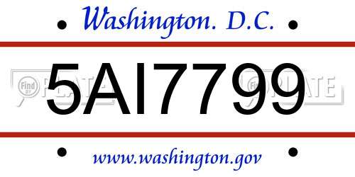 5AI7799 District Of Columbia License Plate