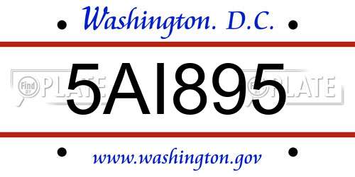 5AI895 District Of Columbia License Plate
