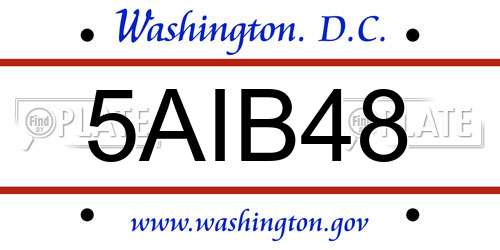 5AIB48 District Of Columbia License Plate