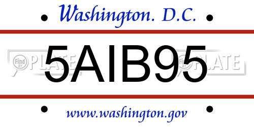 5AIB95 District Of Columbia License Plate