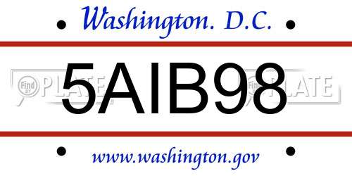 5AIB98 District Of Columbia License Plate