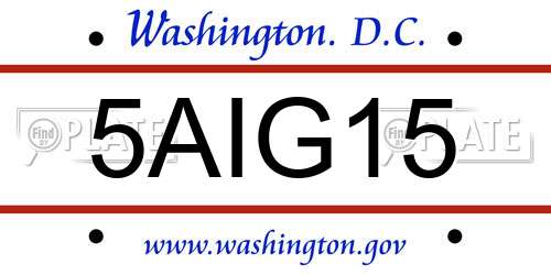 5AIG15 District Of Columbia License Plate