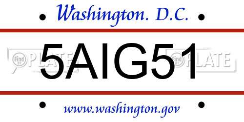 5AIG51 District Of Columbia License Plate
