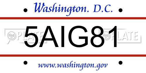 5AIG81 District Of Columbia License Plate