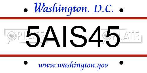 5AIS45 District Of Columbia License Plate