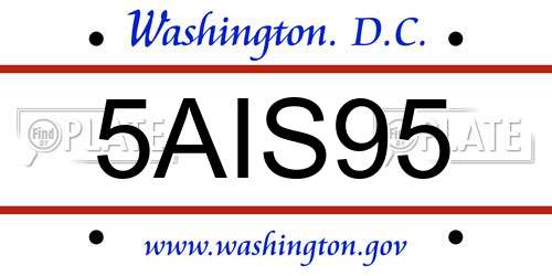 5AIS95 District Of Columbia License Plate