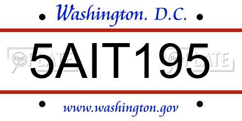 5AIT195 District Of Columbia License Plate