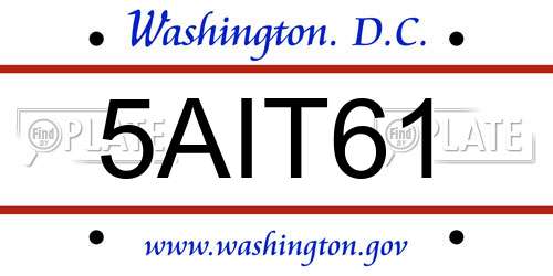5AIT61 District Of Columbia License Plate