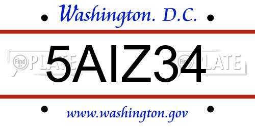 5AIZ34 District Of Columbia License Plate