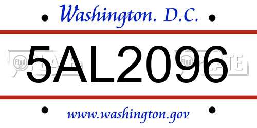 5AL2096 District Of Columbia License Plate