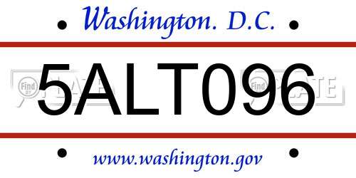 5ALT096 District Of Columbia License Plate