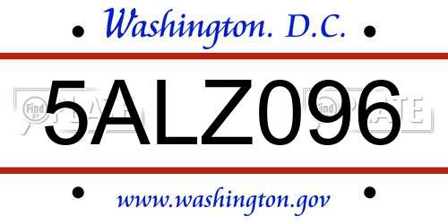 5ALZ096 District Of Columbia License Plate