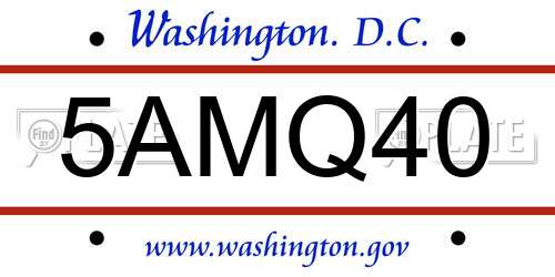 5AMQ40 District Of Columbia License Plate