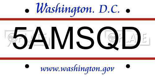 5AMSQD District Of Columbia License Plate