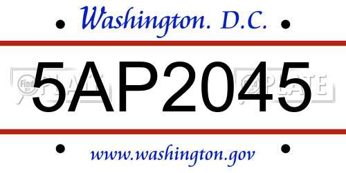 5AP2045 District Of Columbia License Plate
