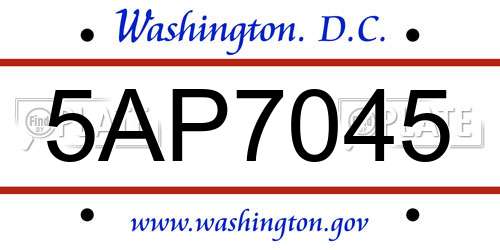 5AP7045 District Of Columbia License Plate