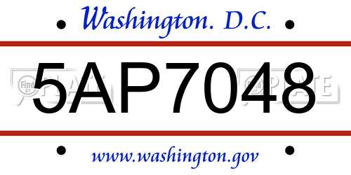 5AP7048 District Of Columbia License Plate