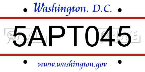 5APT045 District Of Columbia License Plate