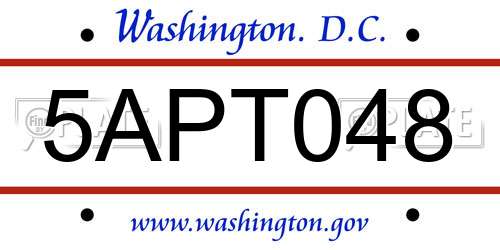 5APT048 District Of Columbia License Plate