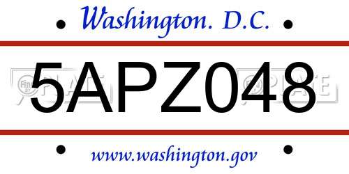 5APZ048 District Of Columbia License Plate