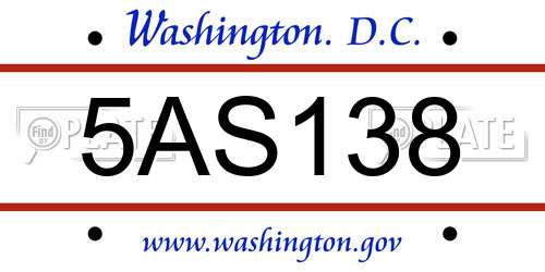5AS138 District Of Columbia License Plate