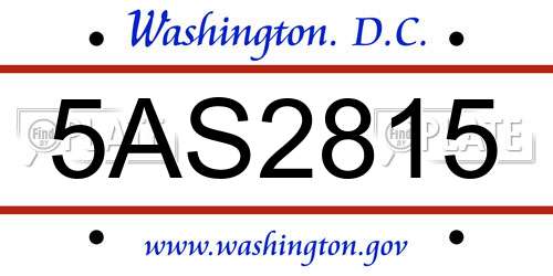 5AS2815 District Of Columbia License Plate