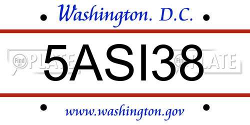 5ASI38 District Of Columbia License Plate