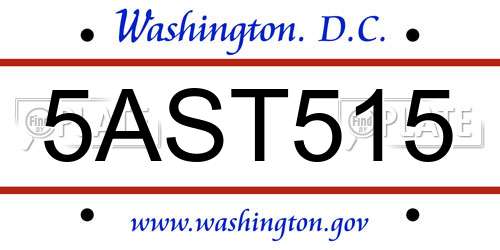 5AST515 District Of Columbia License Plate