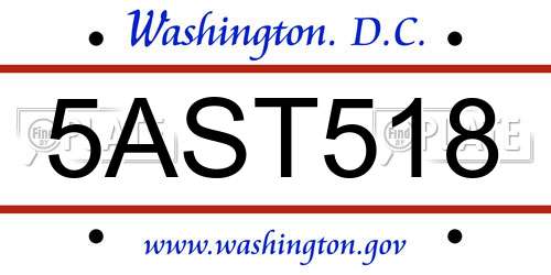5AST518 District Of Columbia License Plate