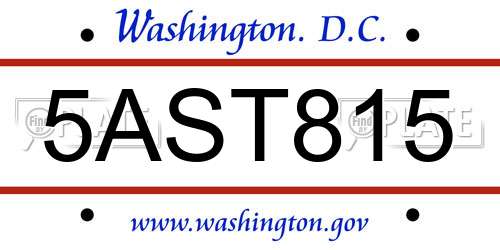 5AST815 District Of Columbia License Plate