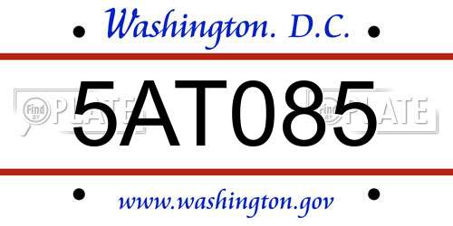 5AT085 District Of Columbia License Plate