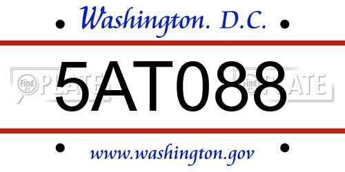 5AT088 District Of Columbia License Plate