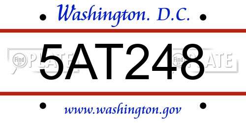 5AT248 District Of Columbia License Plate