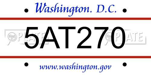 5AT270 District Of Columbia License Plate
