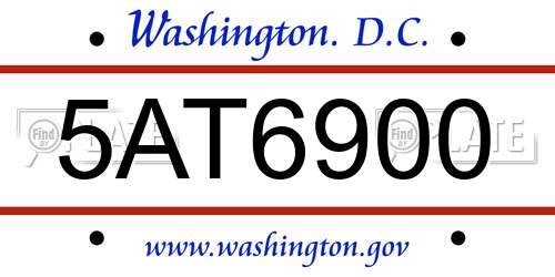 5AT6900 District Of Columbia License Plate