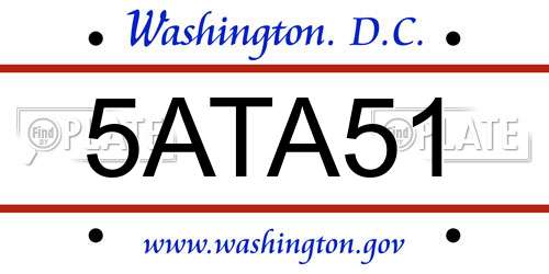 5ATA51 District Of Columbia License Plate