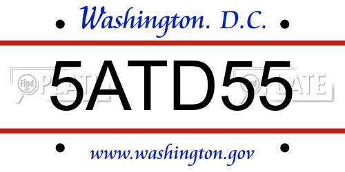 5ATD55 District Of Columbia License Plate