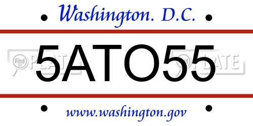 5ATO55 District Of Columbia License Plate