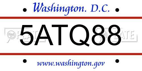 5ATQ88 District Of Columbia License Plate