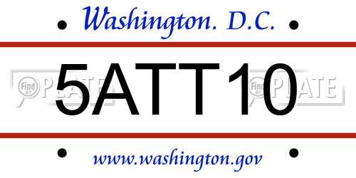 5ATT10 District Of Columbia License Plate