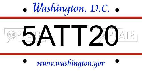 5ATT20 District Of Columbia License Plate