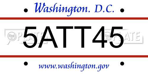 5ATT45 District Of Columbia License Plate