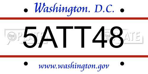 5ATT48 District Of Columbia License Plate