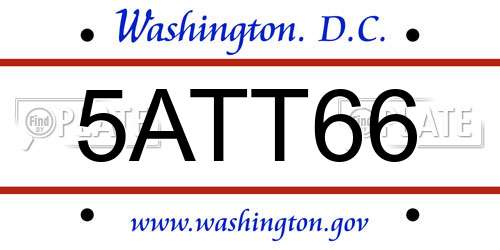 5ATT66 District Of Columbia License Plate
