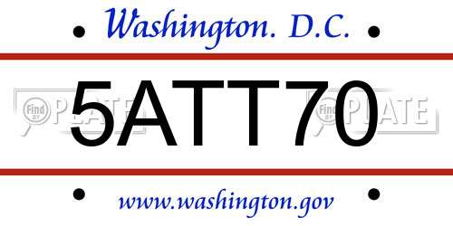 5ATT70 District Of Columbia License Plate