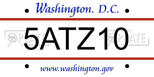 5ATZ10 District Of Columbia License Plate