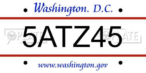 5ATZ45 District Of Columbia License Plate